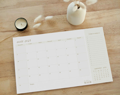 Calendrier mensuel 2025-2026