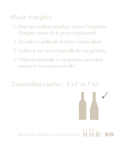 Autocollants bouteille de vin annonce grossesse
