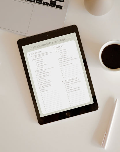 Liste d'essentiels sac d’hôpital - NUMÉRIQUE