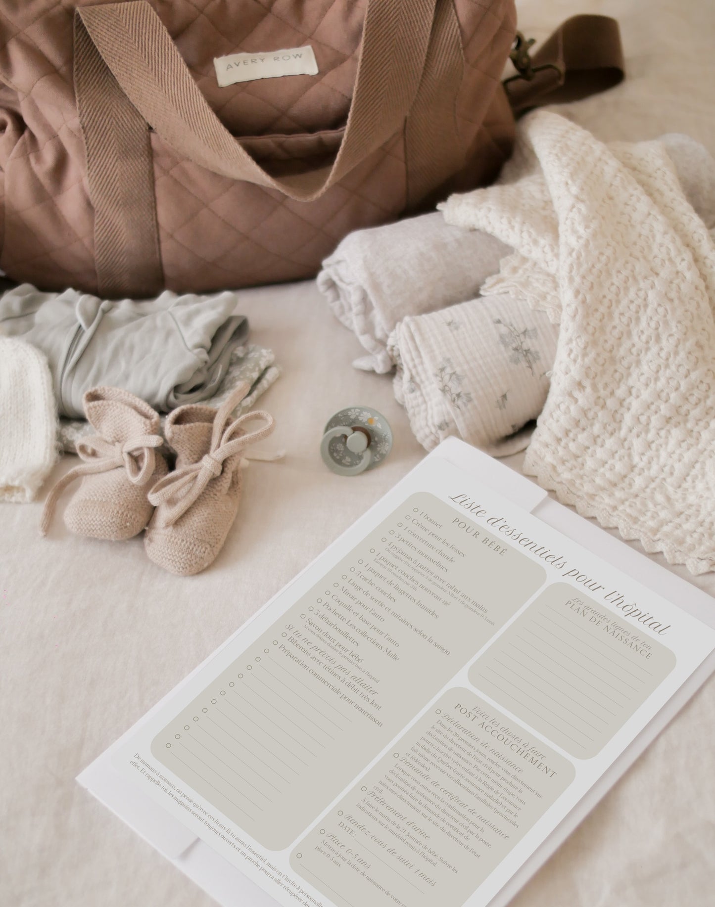 Liste d'essentiels sac d’hôpital - NUMÉRIQUE