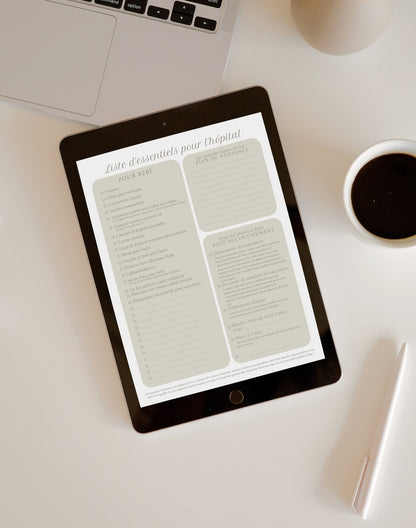 Liste d'essentiels sac d’hôpital - NUMÉRIQUE