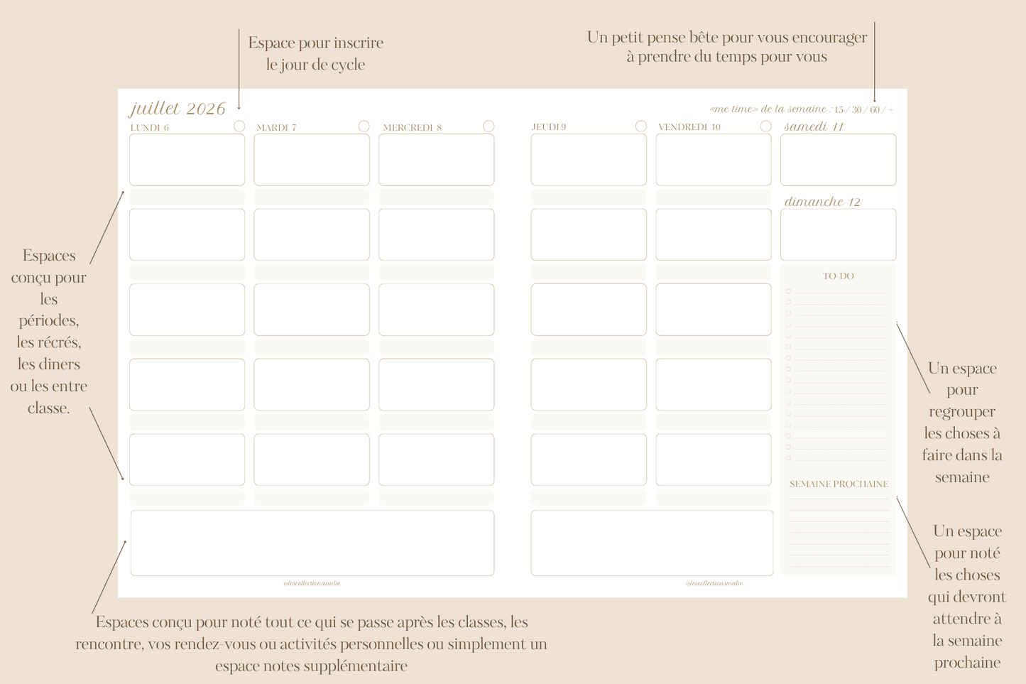 Agenda pour professeur(e) 2026-2027 | Planificateur enseignant 8,5 x 11