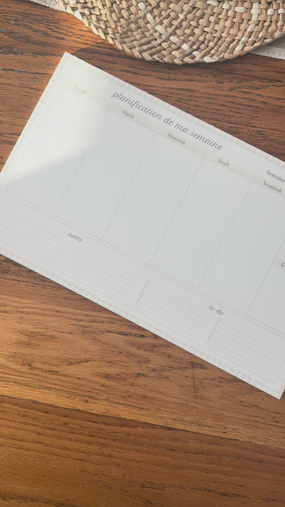 Planificateur de semaine - NUMÉRIQUE